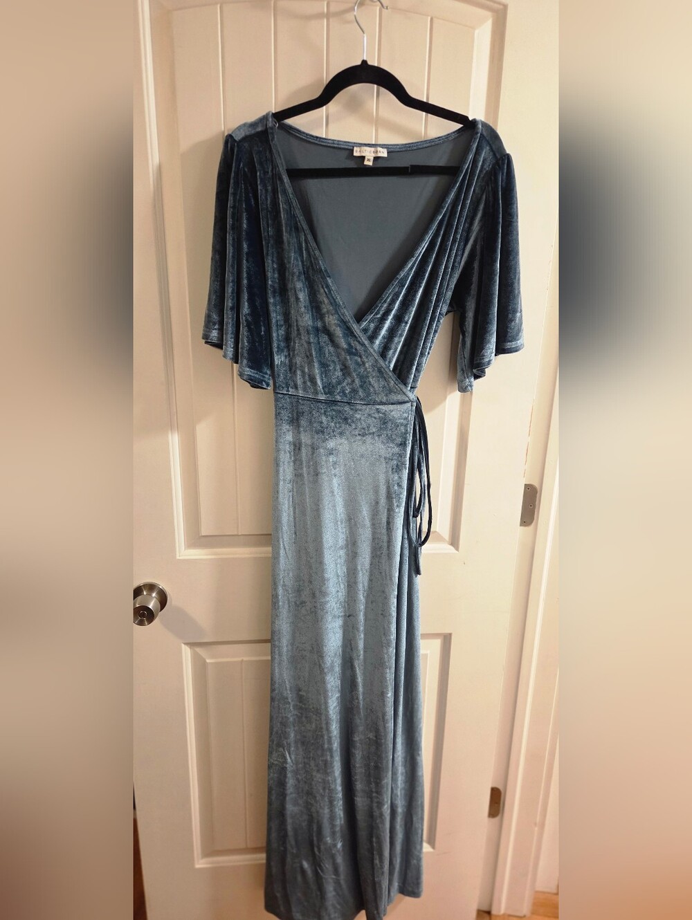 Baltic Born Blue Velvet Wrap Maxi Dress